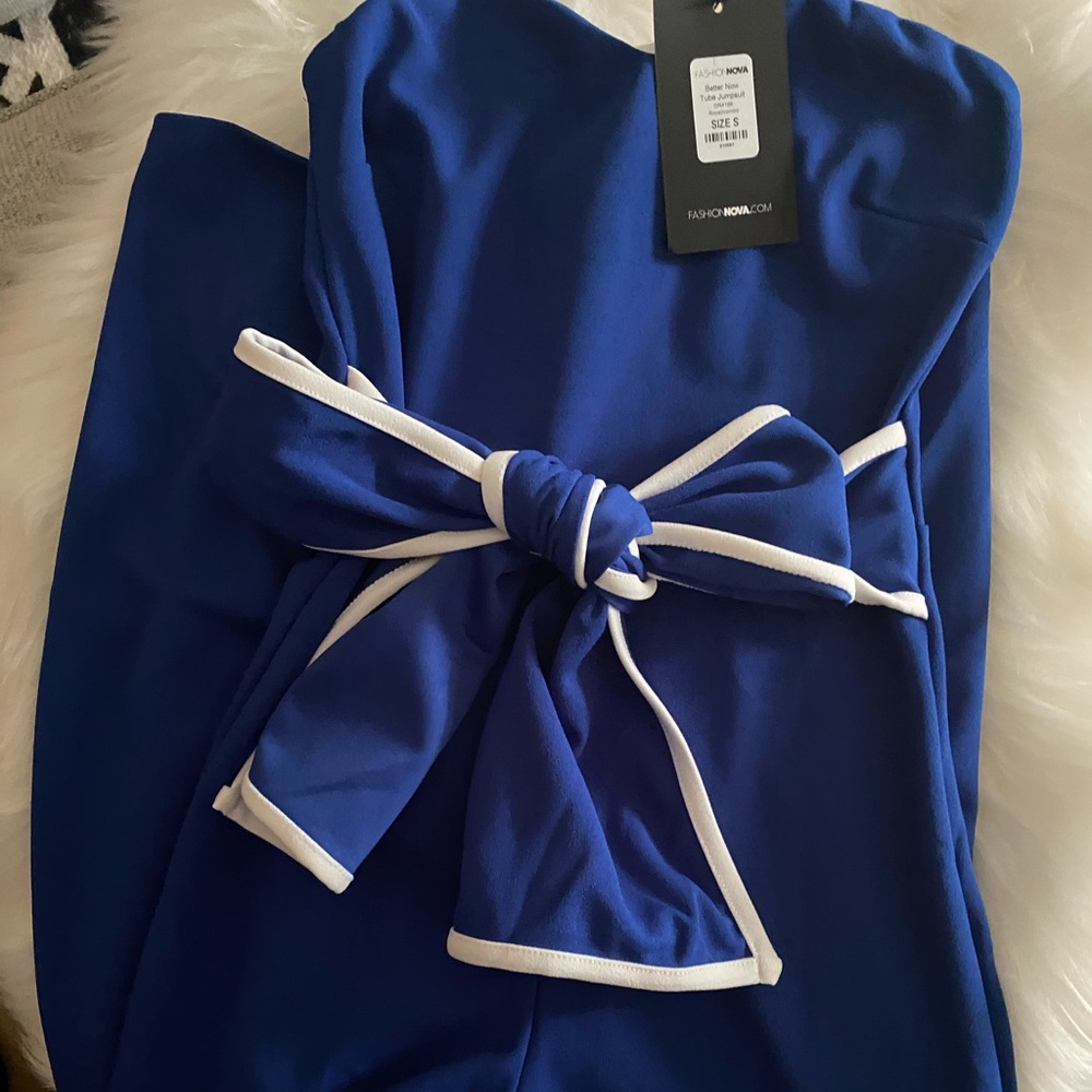 NEW Jumpsuit - Royal/White